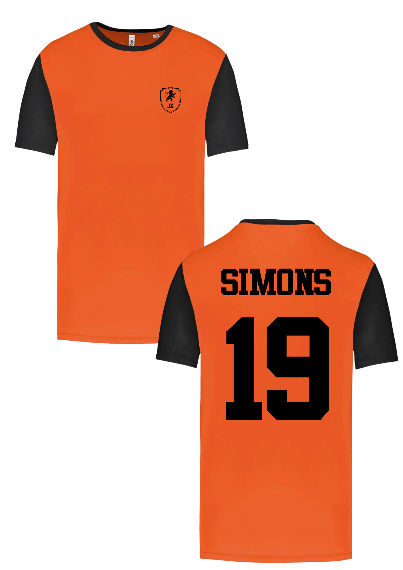 Gepersonaliseerd Oranje Shirt met Naam, Nummer & Initialen – Unisex Sportshirt | 100% Polyester - JEFFS. Merchandise