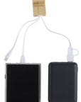 Sleutelhanger met oplaadkabels Sutton | Bamboe | Telefoonstandaard