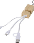 Sleutelhanger met oplaadkabels Sutton | Bamboe | Telefoonstandaard