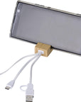 Sleutelhanger met oplaadkabels Sutton | Bamboe | Telefoonstandaard