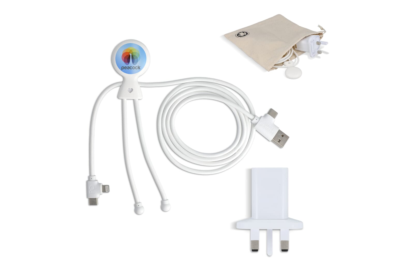 2090 - Xoopar Mr. Bio Long 60W Oplaadkabel + UK Plug Adapter - JEFFS. Merchandise