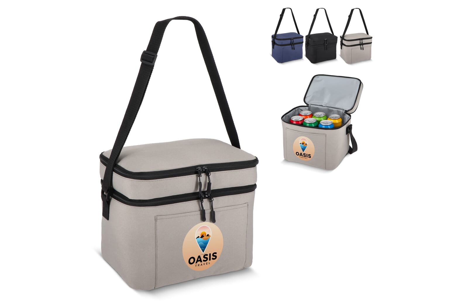 600D gerecycled PET koeltas met twee vakken 30 x 20 x 24 cm 12 L - JEFFS. Merchandise