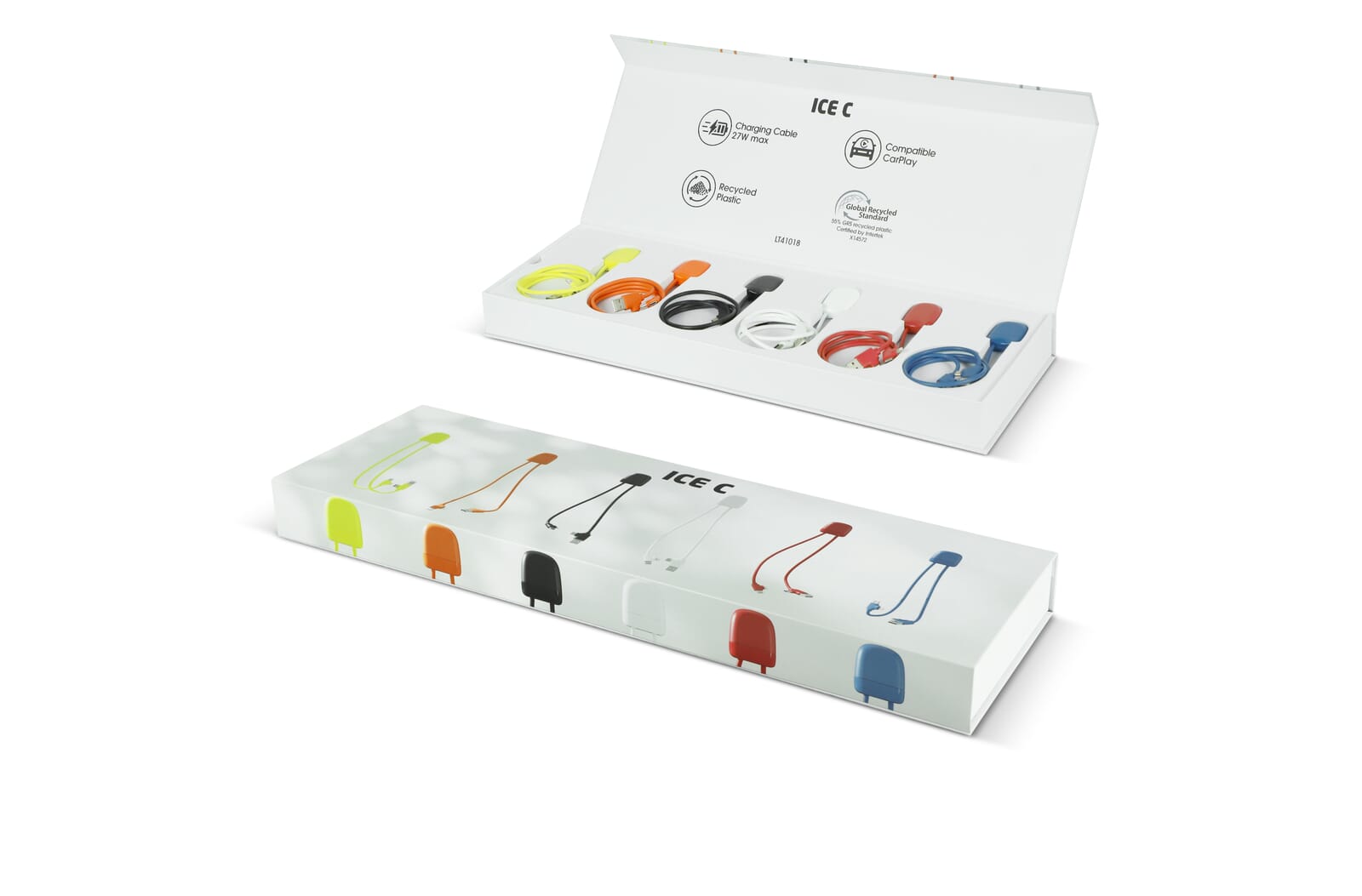 Xoopar Ice-C GRS Charging cable Presentatiedoos Wit/transparant