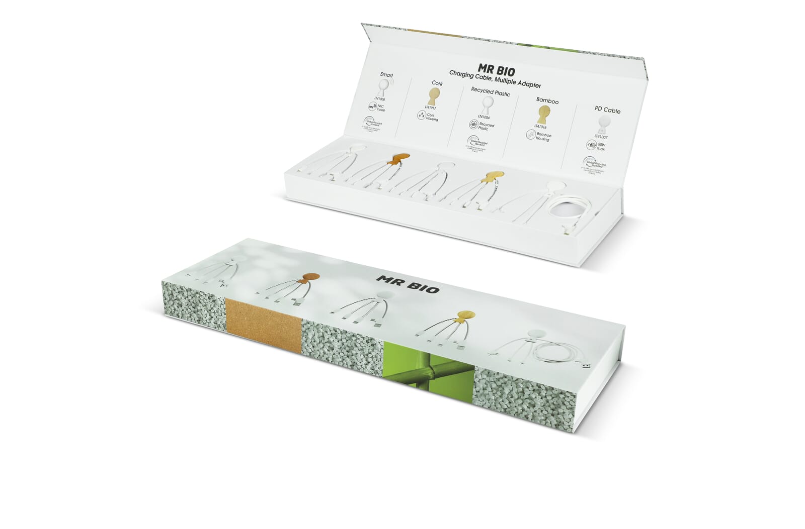 Mr. Bio Charging cable Variatie Presentatiedoos Wit/transparant