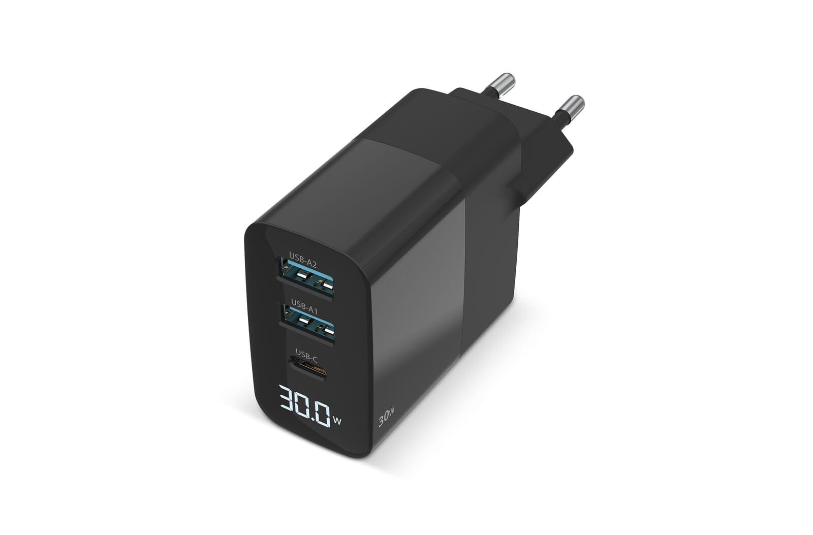 Sitecom CH-1001 30W GaN Power Delivery Wall Charger with LED display Zwart