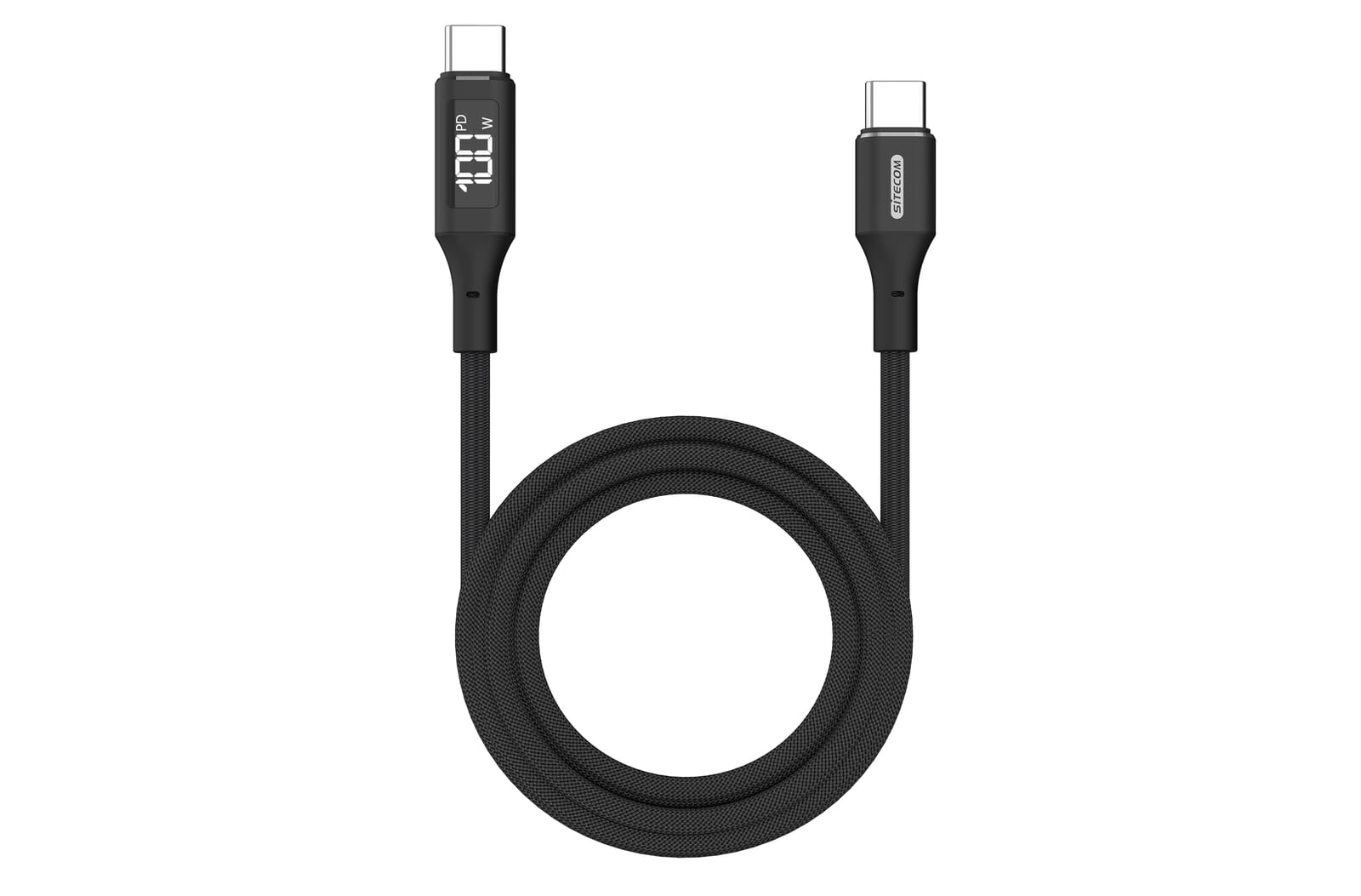 Sitecom CA-1005 USB-C to USB-C Power cable with LED display Zwart
