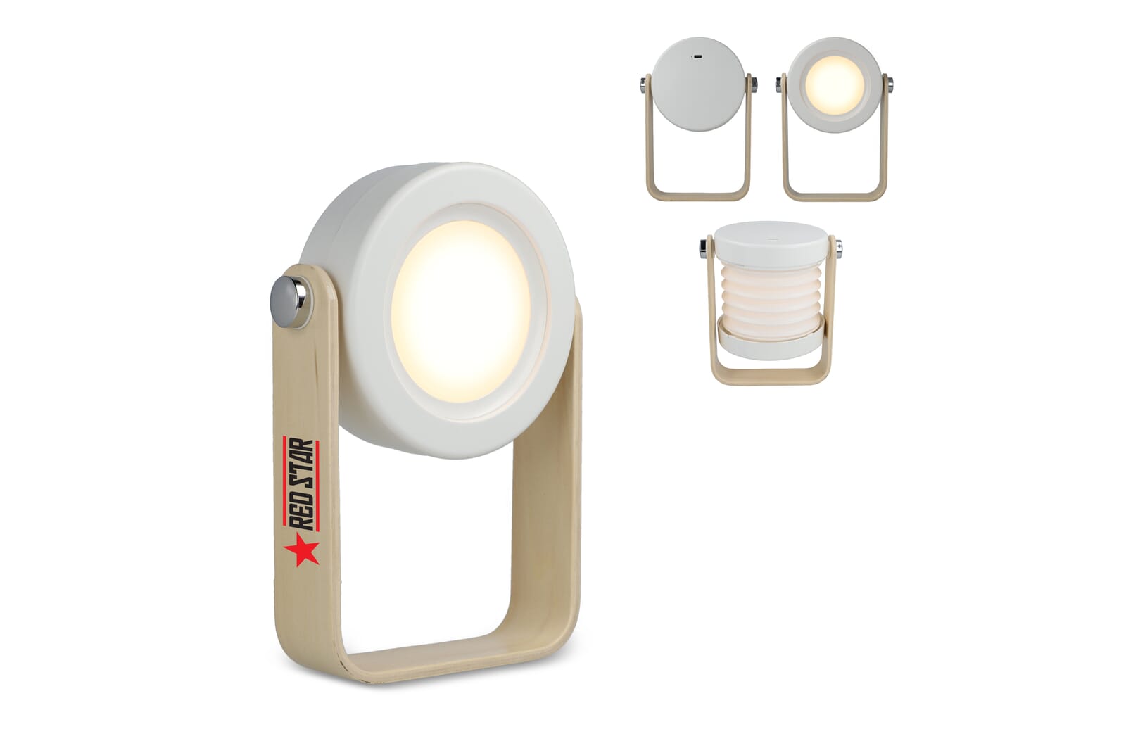 Coollux multifunctionele LED-lamp met bamboe handvat Wit