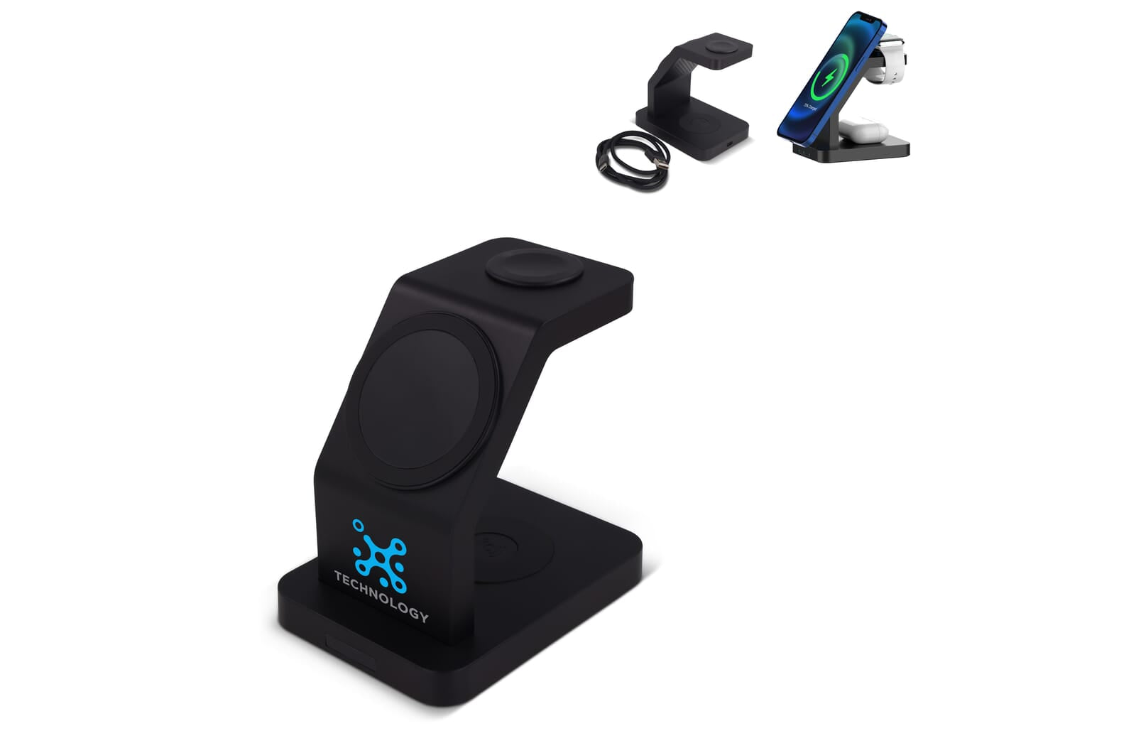 2708 | Xoopar Icon 3 in 1 Magnetic Wireless charger Zwart