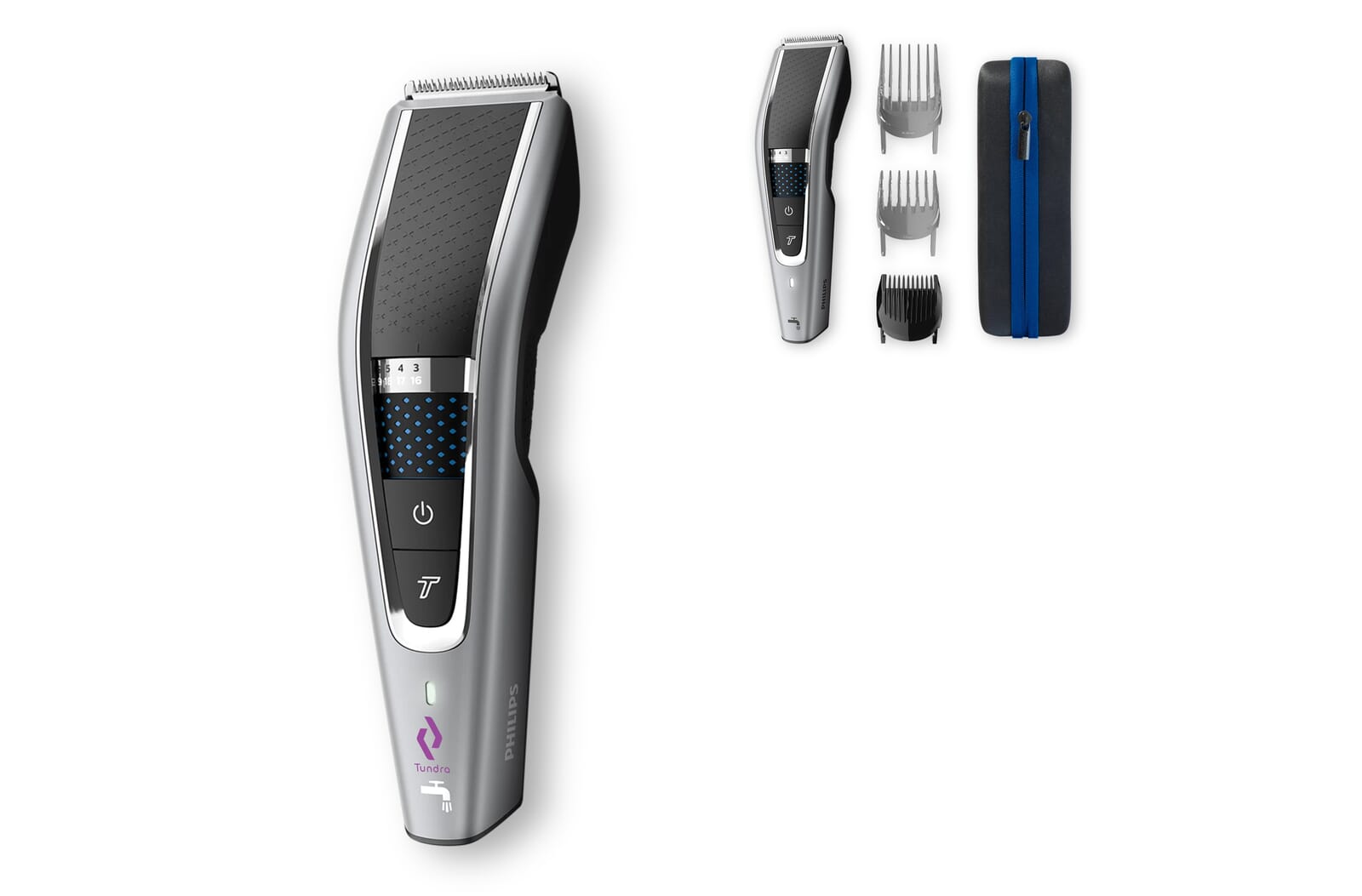 HC7650|Philips snoerloze afspoelbare tondeuse met accessoires Donker gun metal