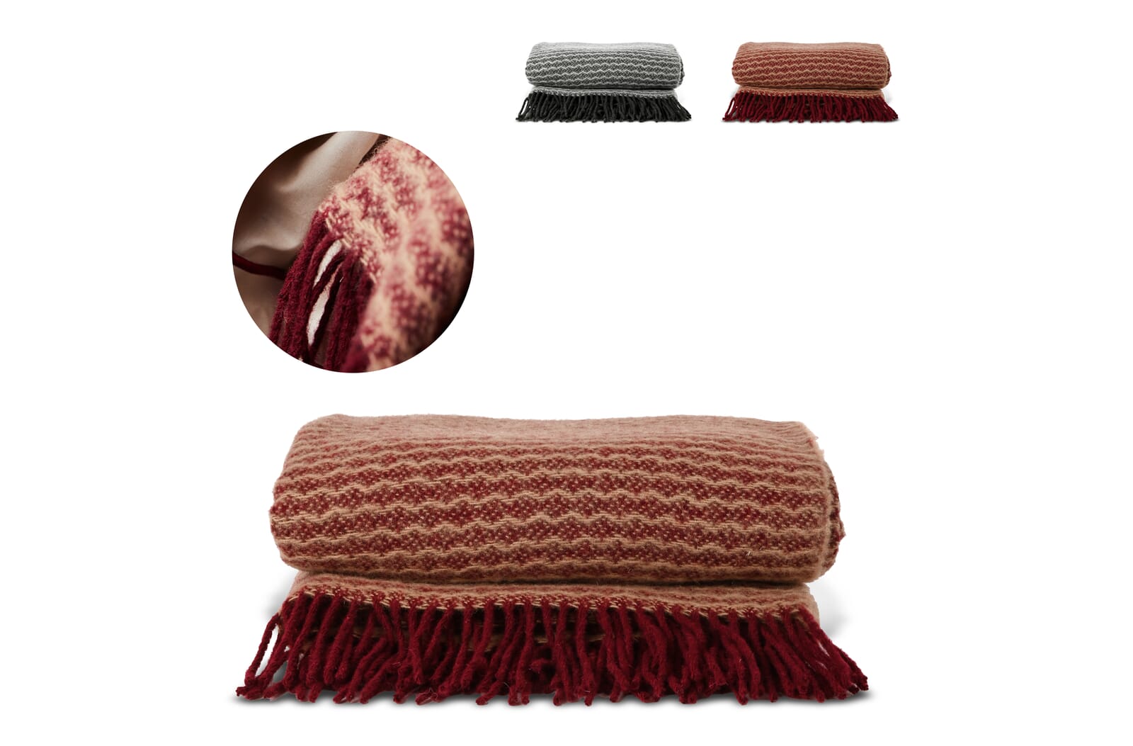 Sagaform Ulli 100% New Zeeland wool deken Donker Rood