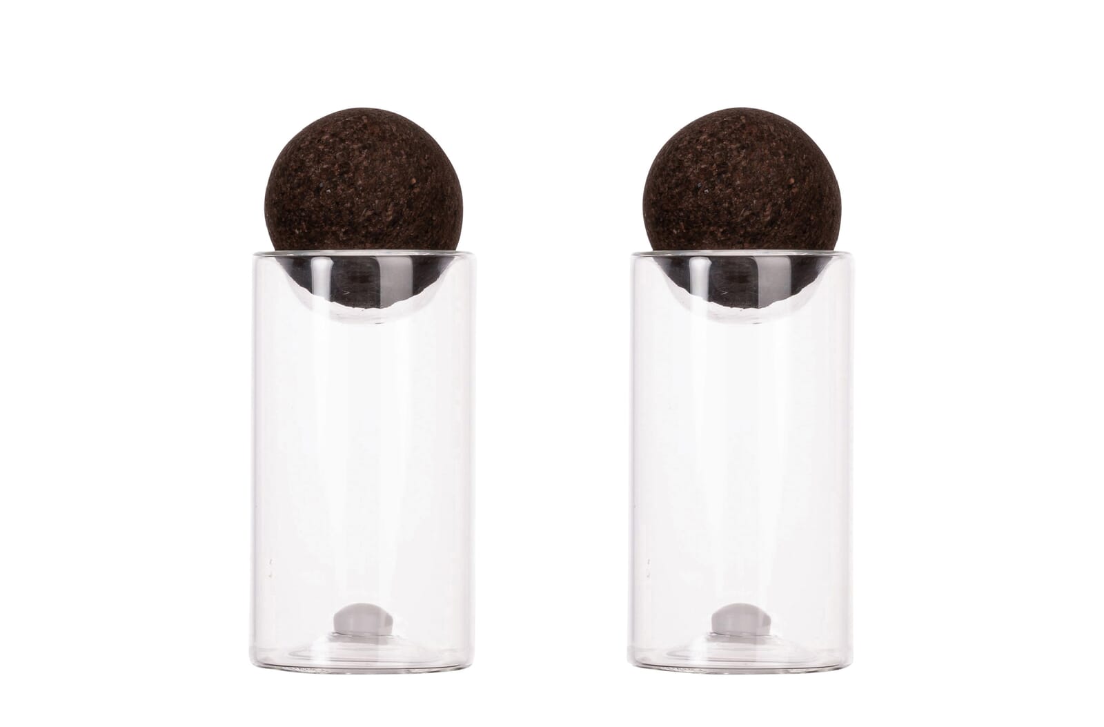 Sagaform Nature zout/peper potjes met kurkstoppers 2 st. Transparant