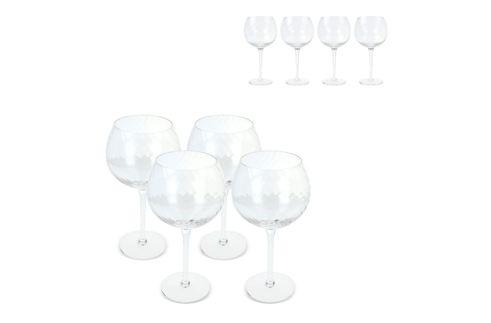 Byon Opacity set van 4 wijnglazen met stijlvol glaspatroon 470ml Transparant
