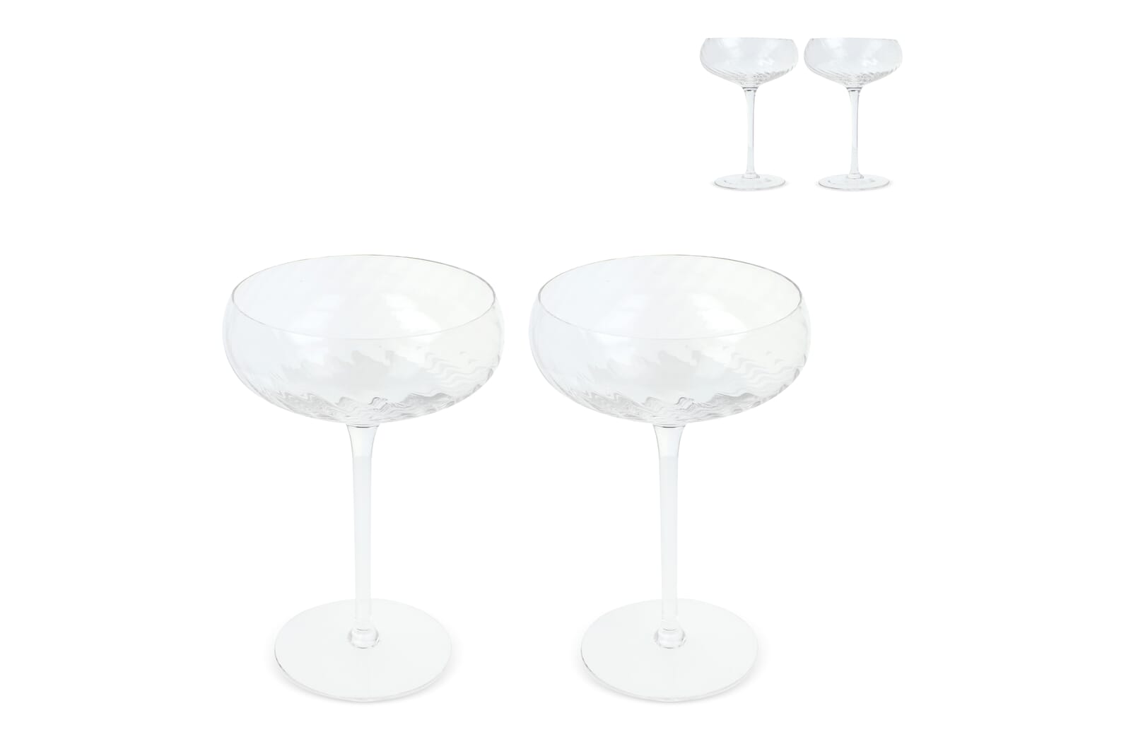Byon Opacity set van 2 champagneglazen met stijlvol glas patroon 300ml Transparant
