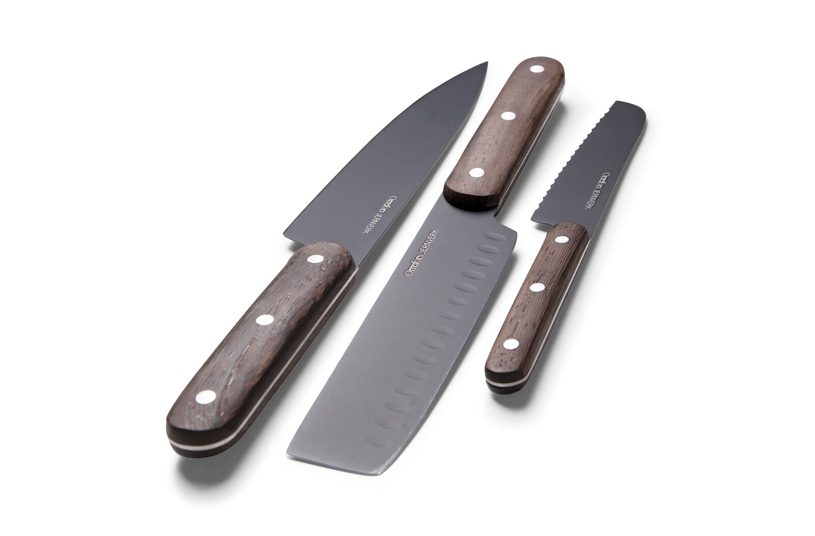 Orrefors Jernverk messenset van hout set van 3 Hout