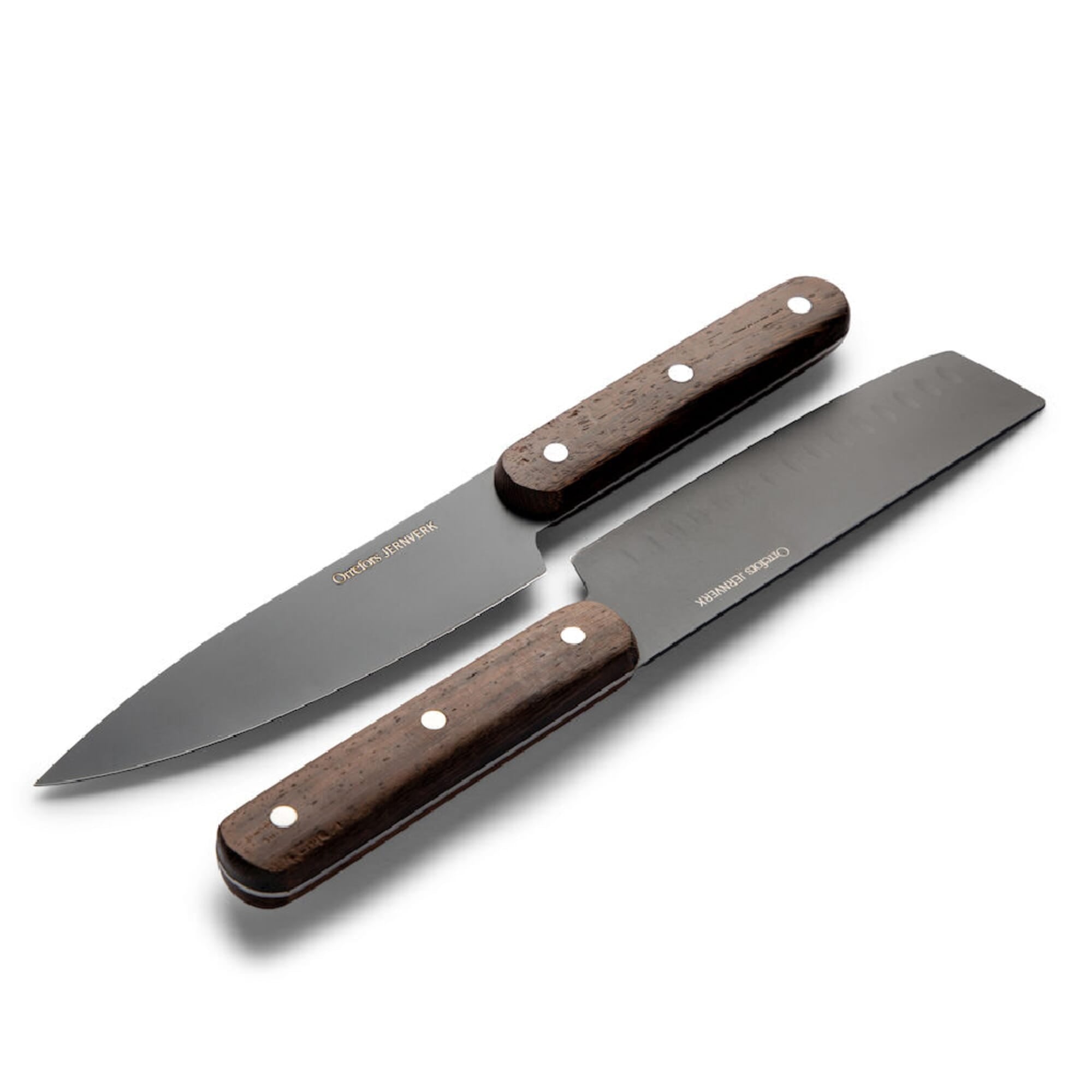 Orrefors Jernverk set van 2 messen, zwart &amp; hout