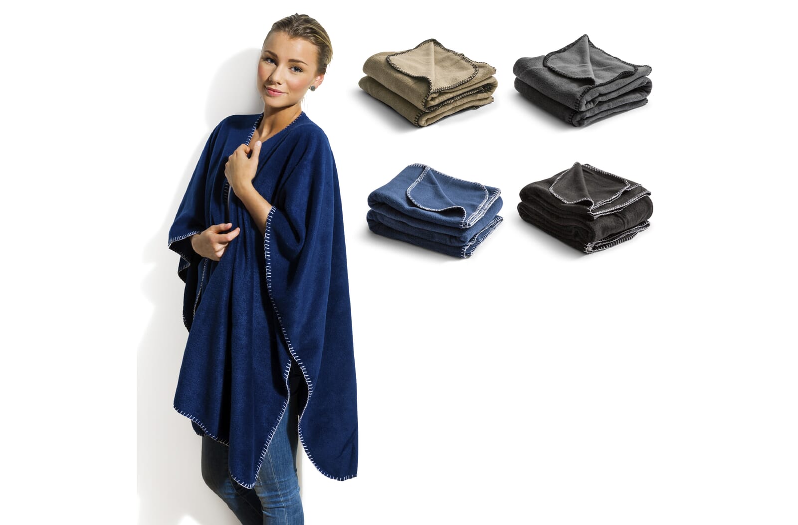 Nightingale fleece poncho 120x160 cm Zwart