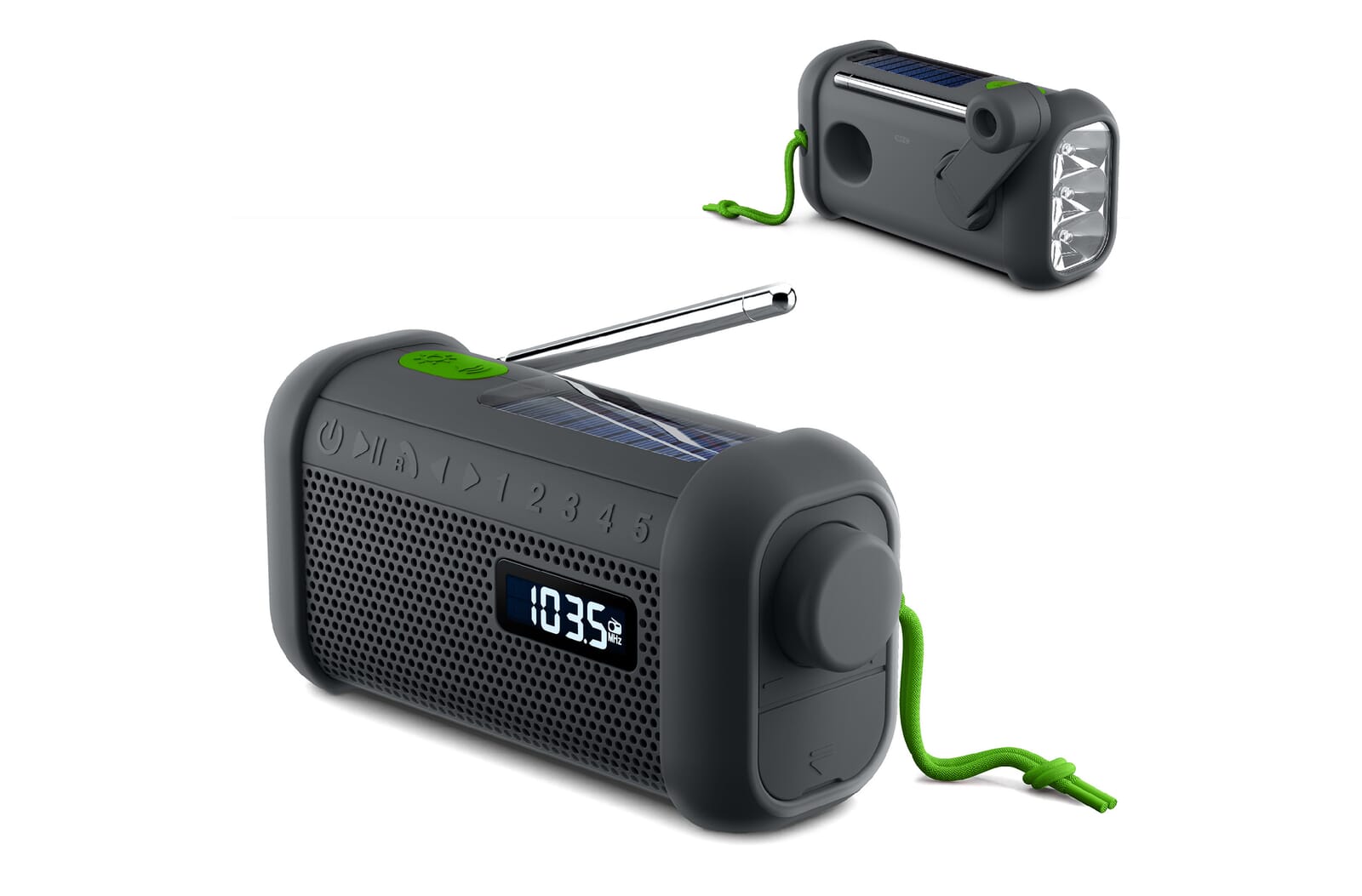 MH-08 | Muse Noodradio Bluetooth speaker met solar en opwindmechanisme Zwart