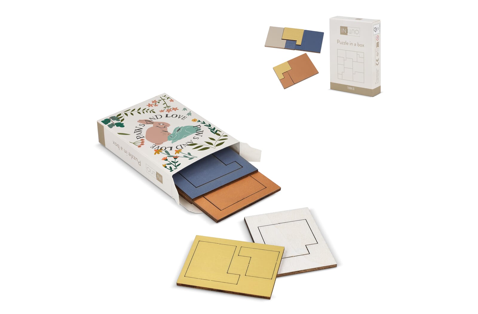 InSideOut Houten Matchbox think IQ puzzel Fluor assorti