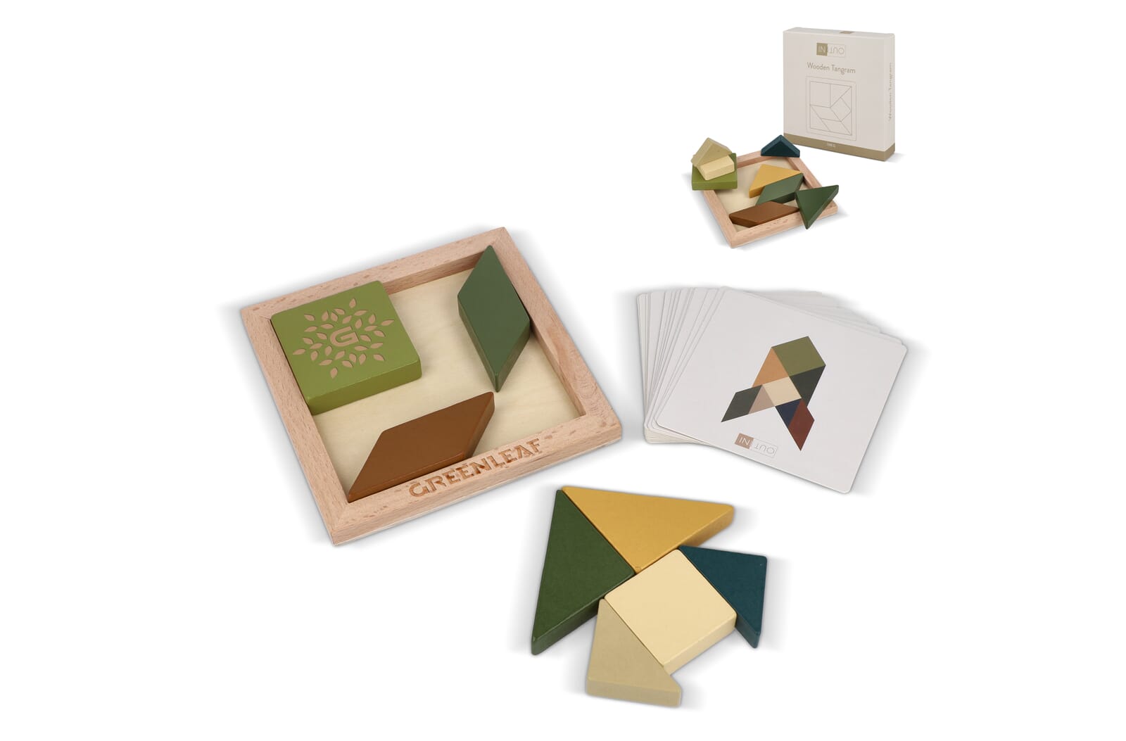 InSideOut Houten Tangram think IQ puzzle Fluor assorti