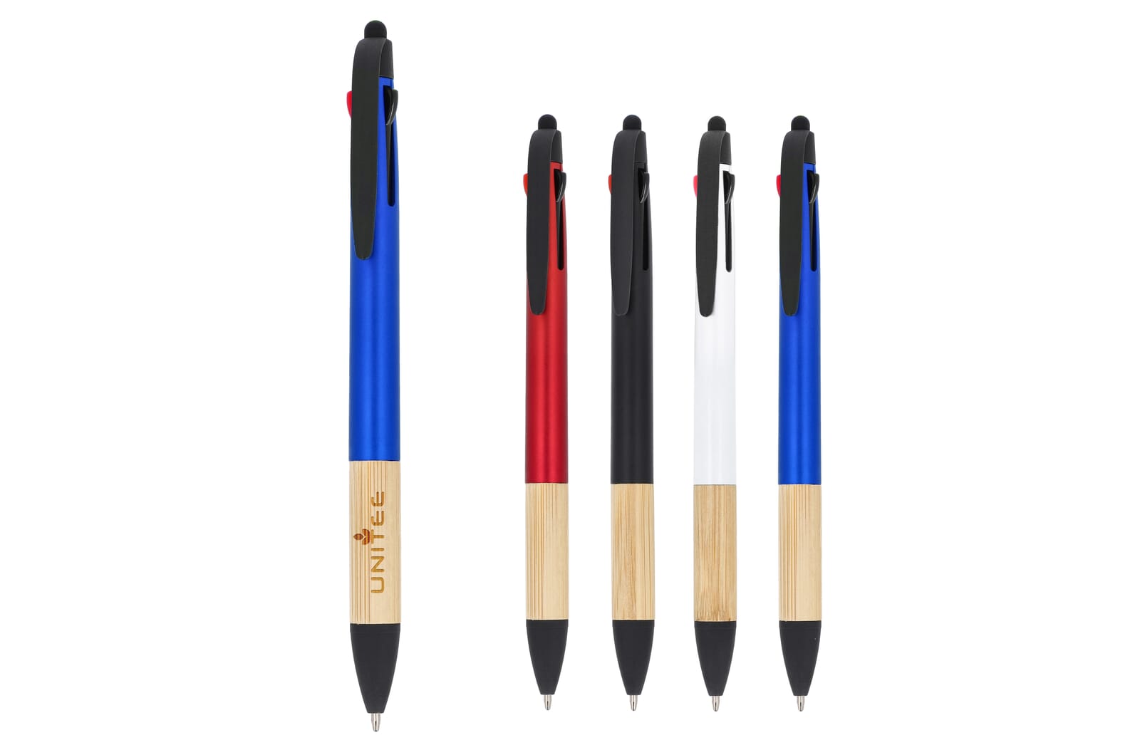 3-kleuren pen met bamboe grip Wit