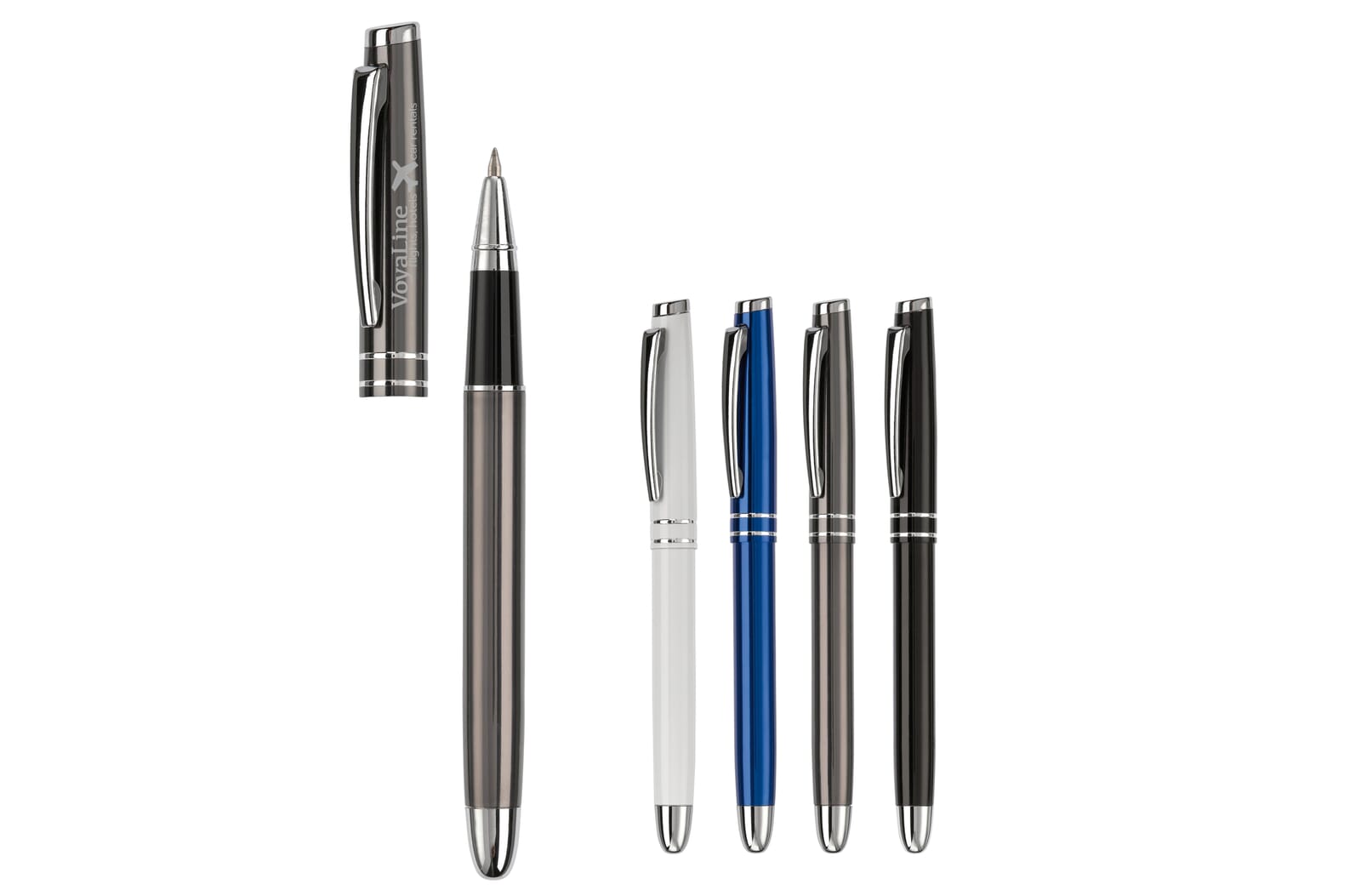 Rollerball two stripes aluminium Wit