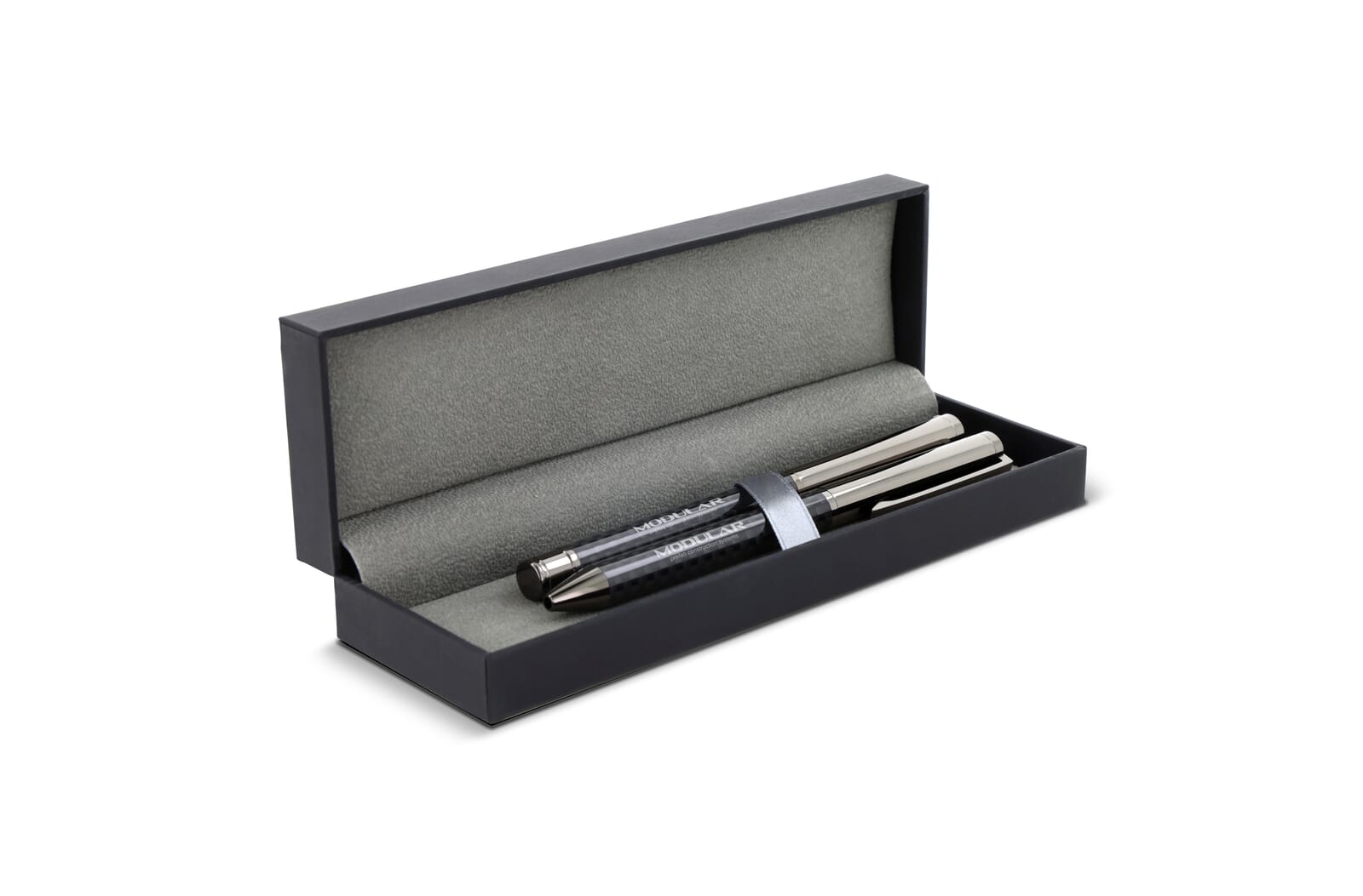 Metalen balpen en rollerbal pen set Donker gun metal