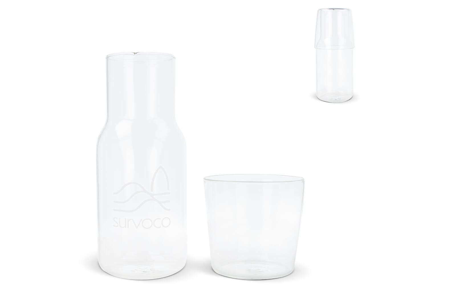 Caraffe 550ml en drinkglas 250ml set Transparant