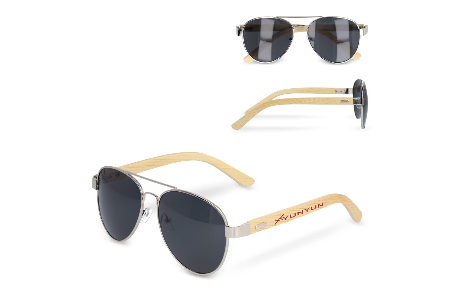 Aviator zonnebril met bamboe poten Natuur