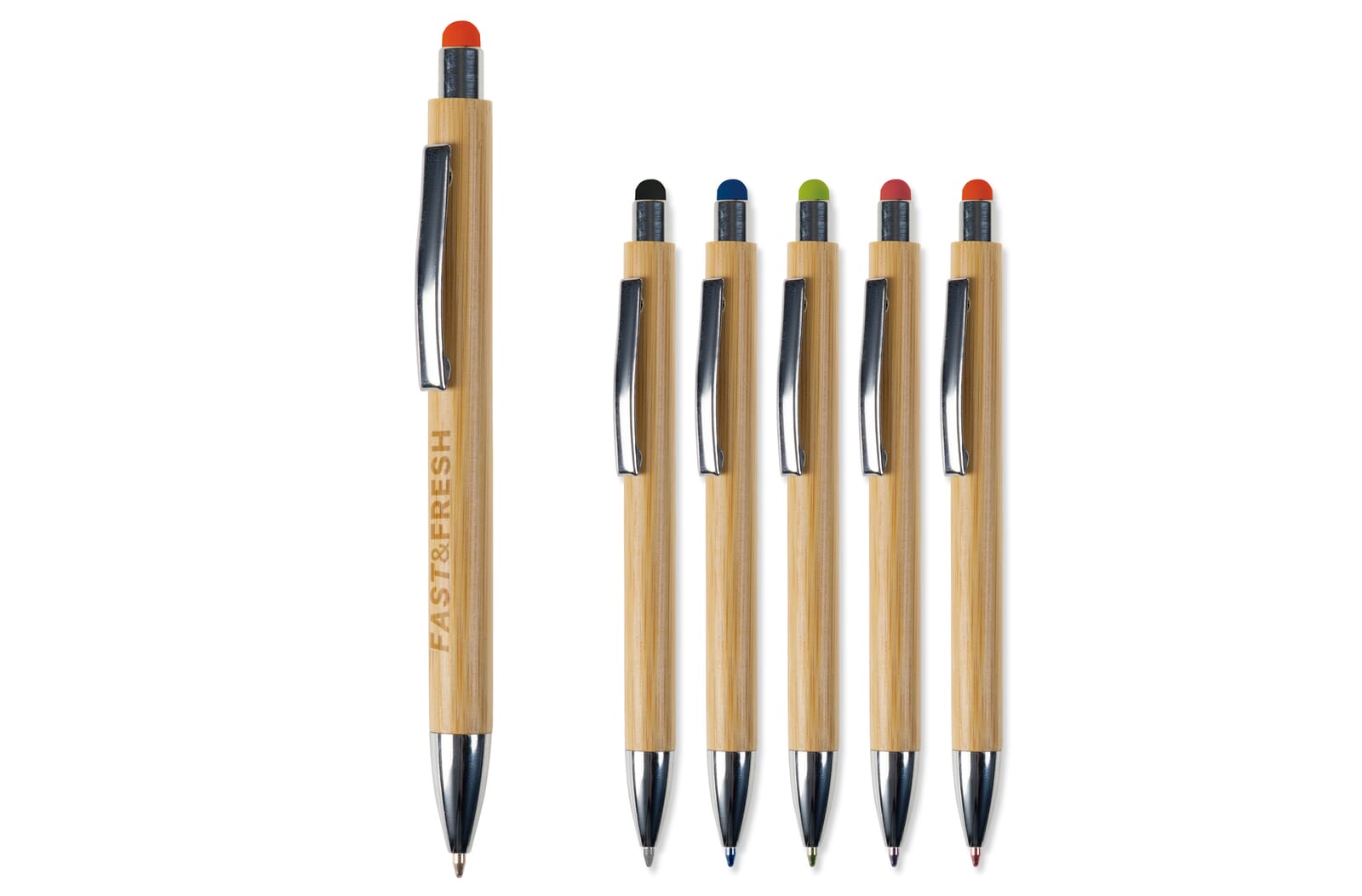 Balpen New York bamboe met stylus Zwart