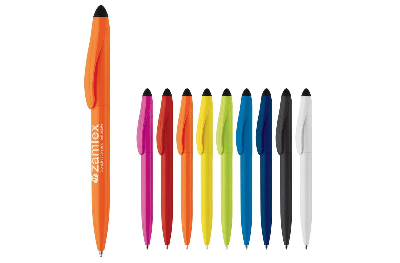 Balpen Touchy stylus hardcolour Wit / Zwart