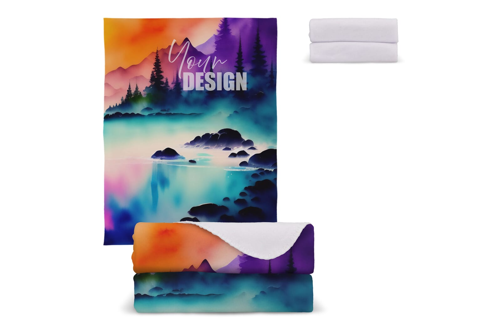 Polar fleece deken OEKO-TEX® sublimatie 130 x 170 cm 290 g/m² Wit