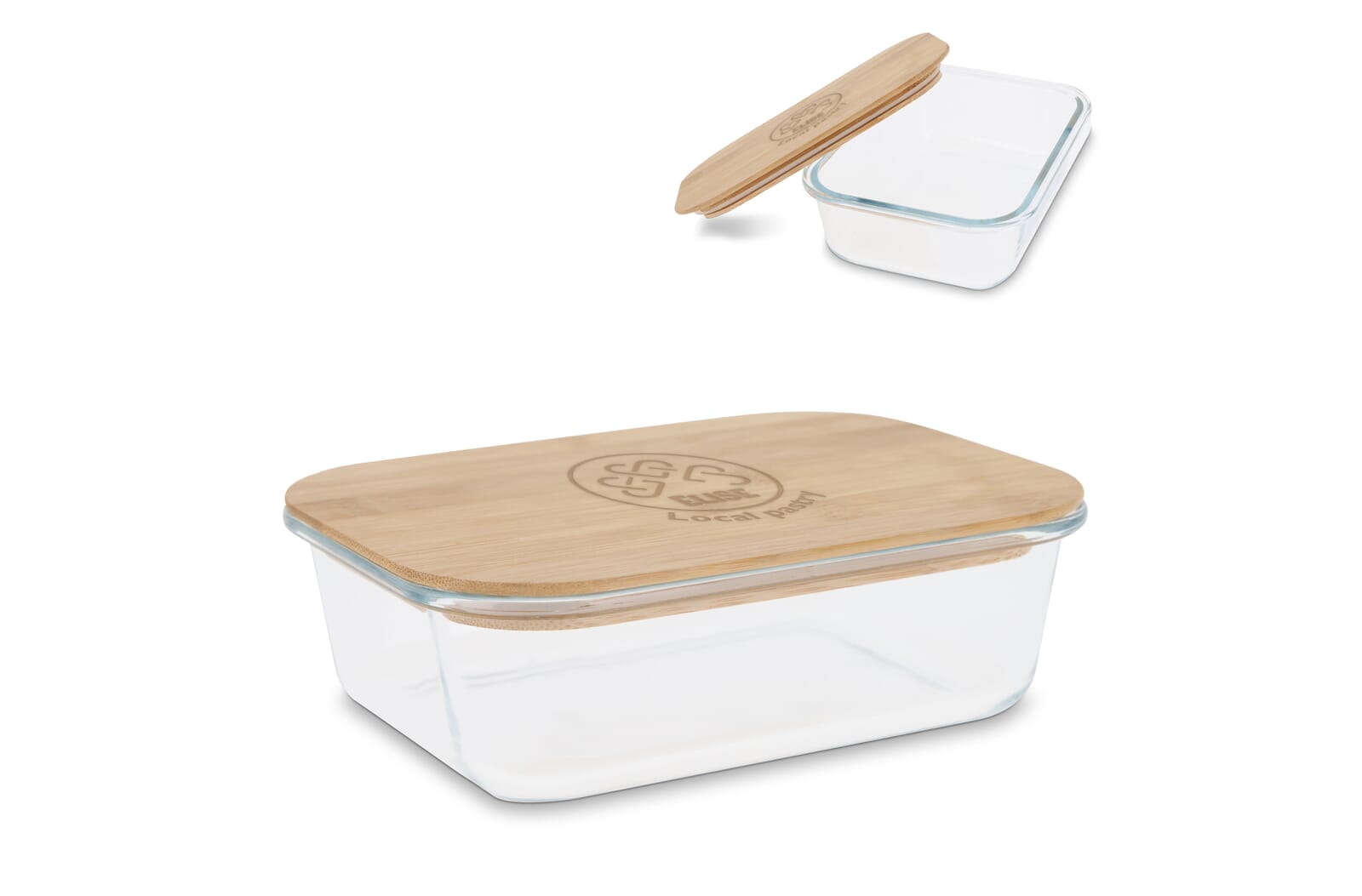 Lunchbox glas met bamboe deksel Transparant