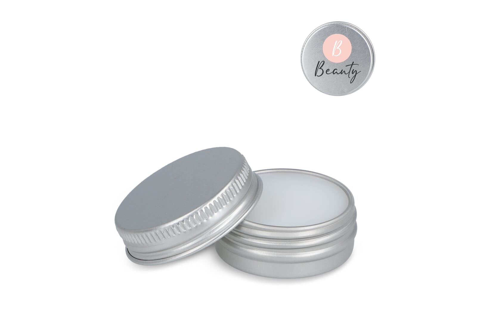 Lipbalm rond gerecycled aluminium blikje Zilver