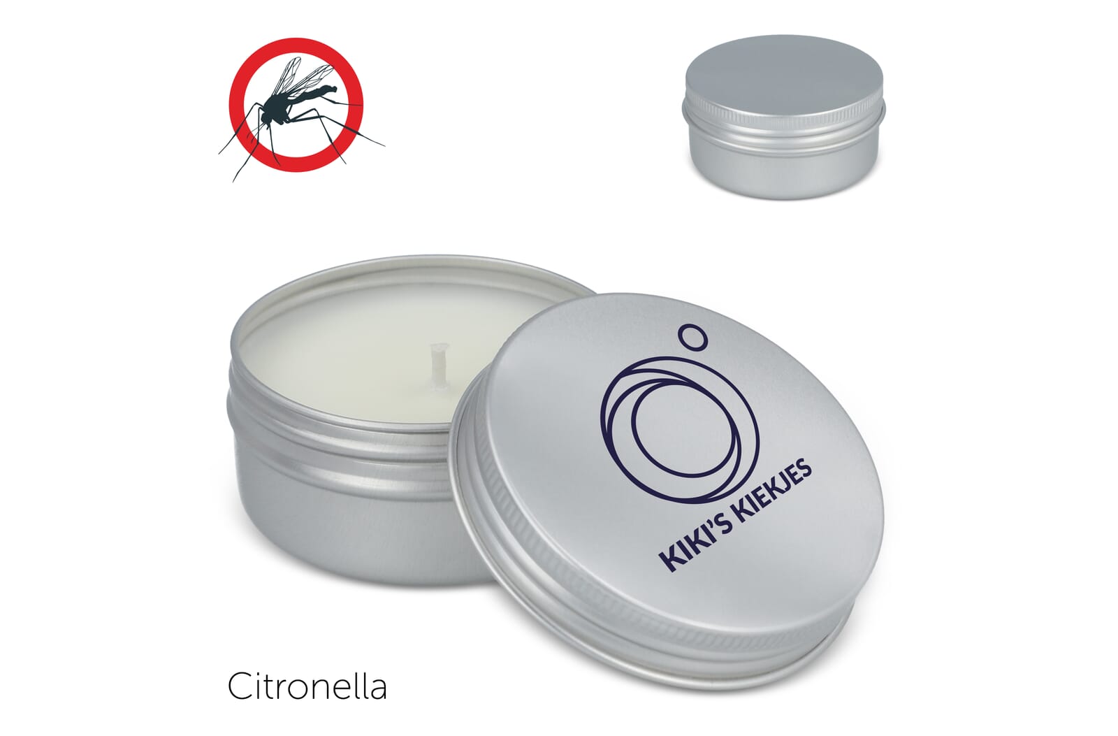 Citronella insectenwerende plantaardige kaars in gerecycled blik Zilver