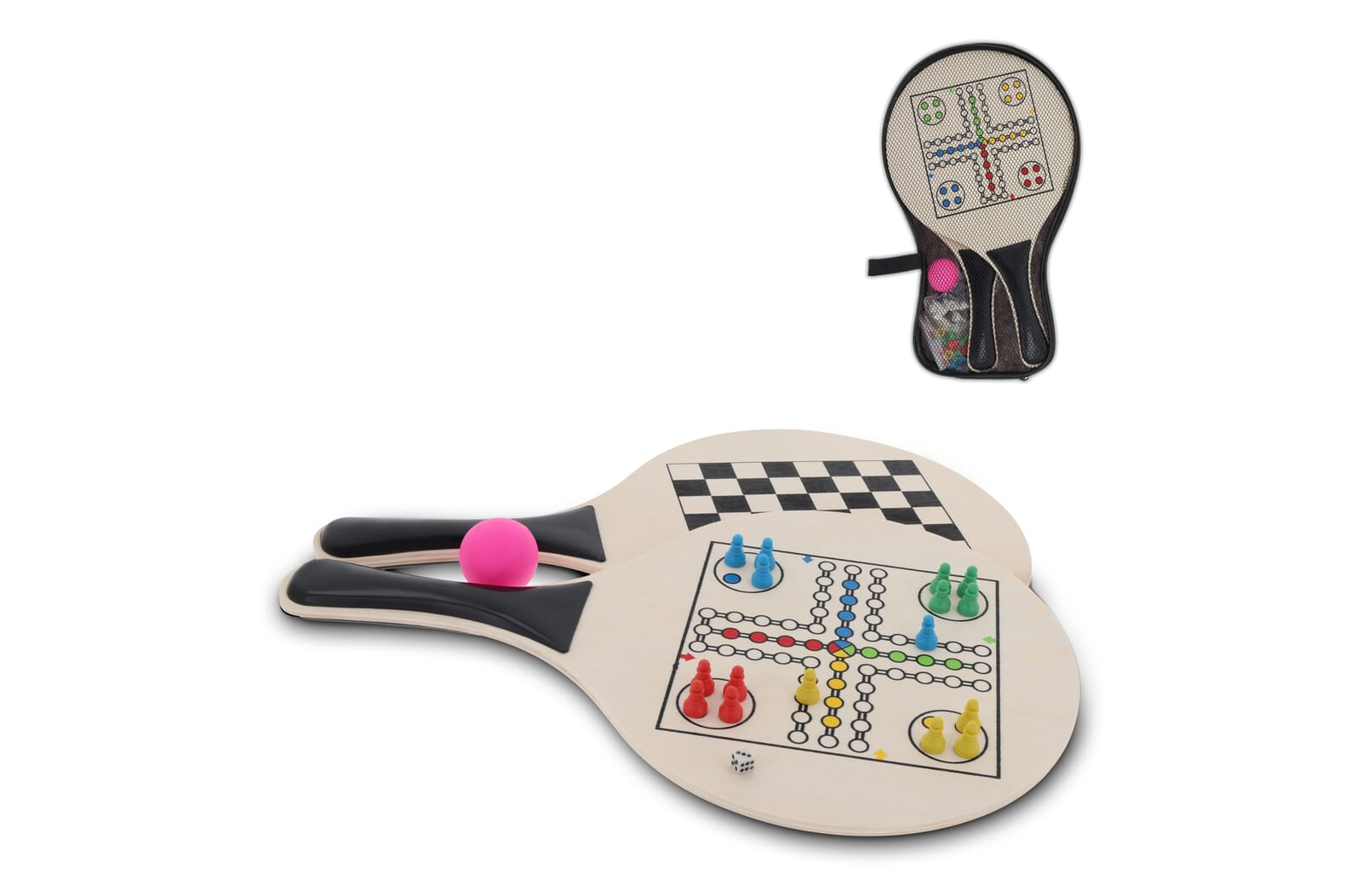 MDF strand tennis set met gezelsschapsspellen Zwart