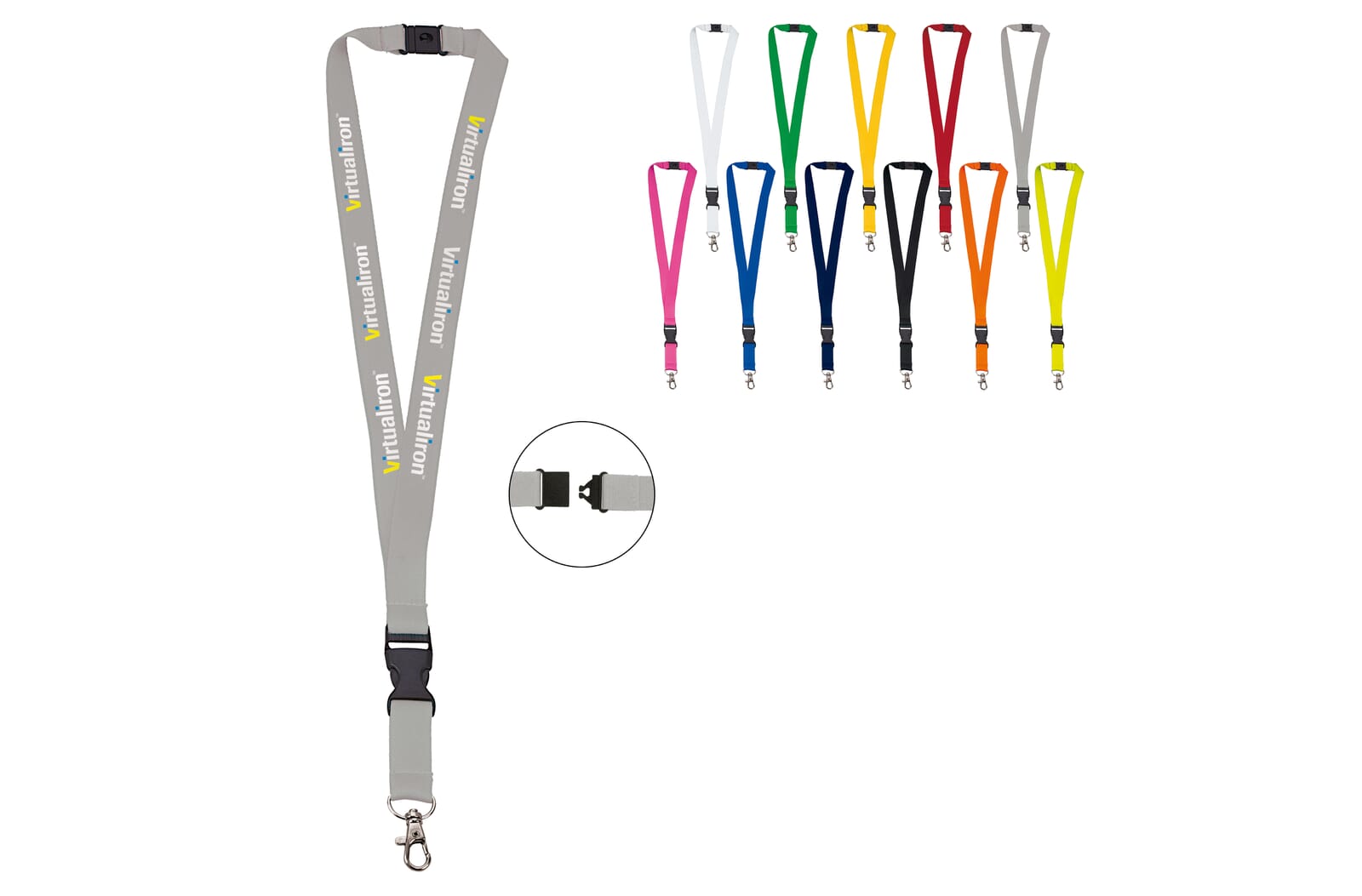 Polyester lanyard 20 mm met gesp en haak Wit