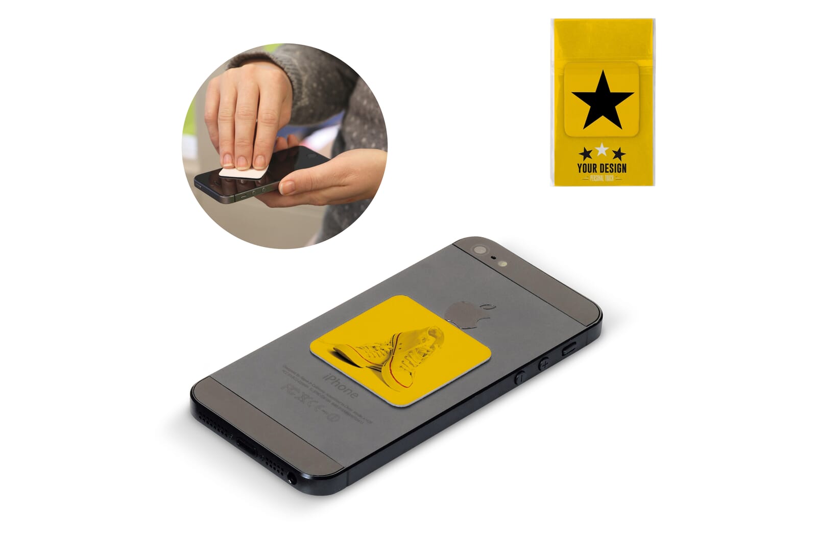 Smartphone schoonmaakdoekje met antibacteriële bestanddelen sticky Wit/transparant
