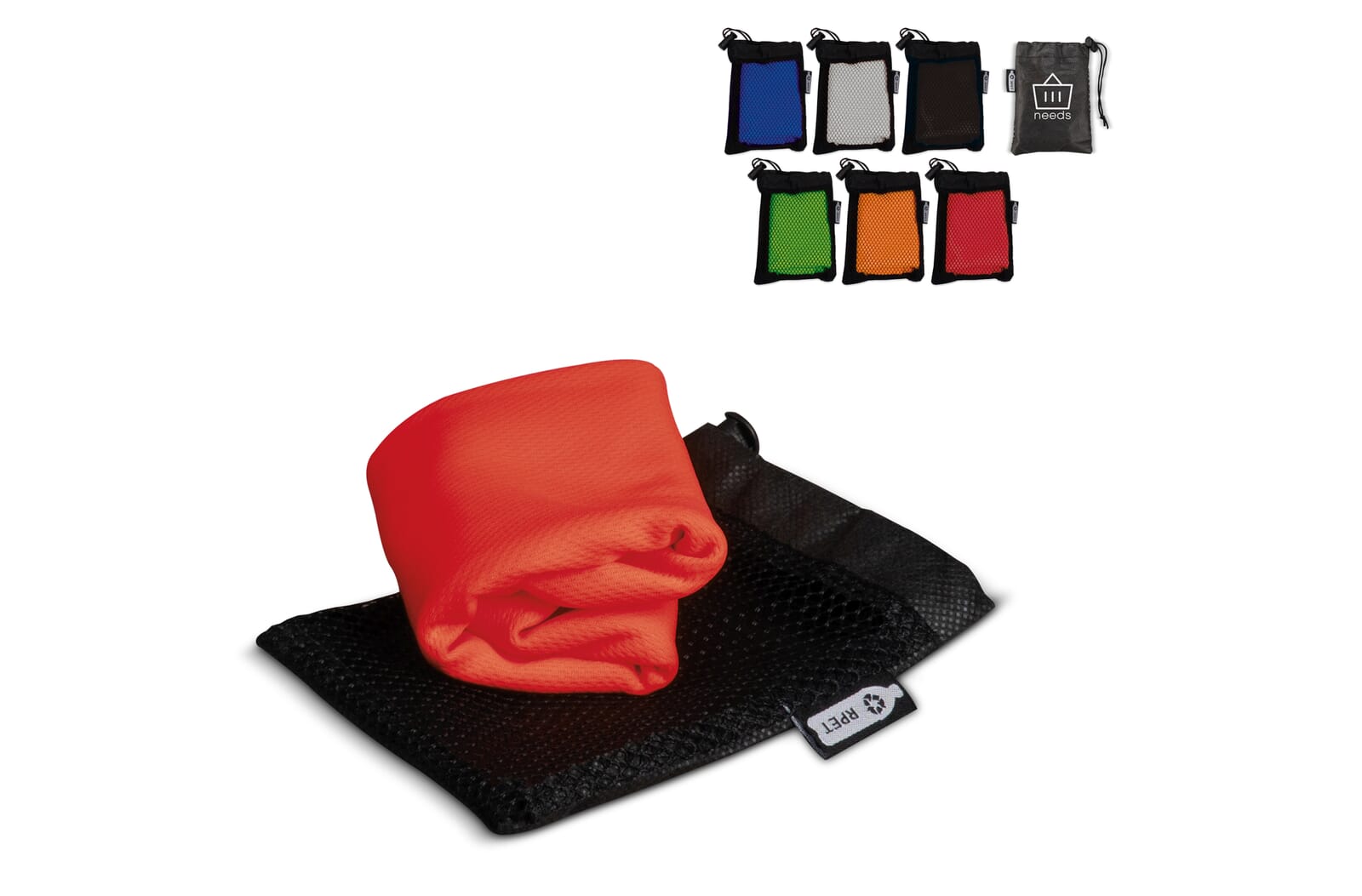 R-PET cooling towel 30x80cm Zwart / Zwart
