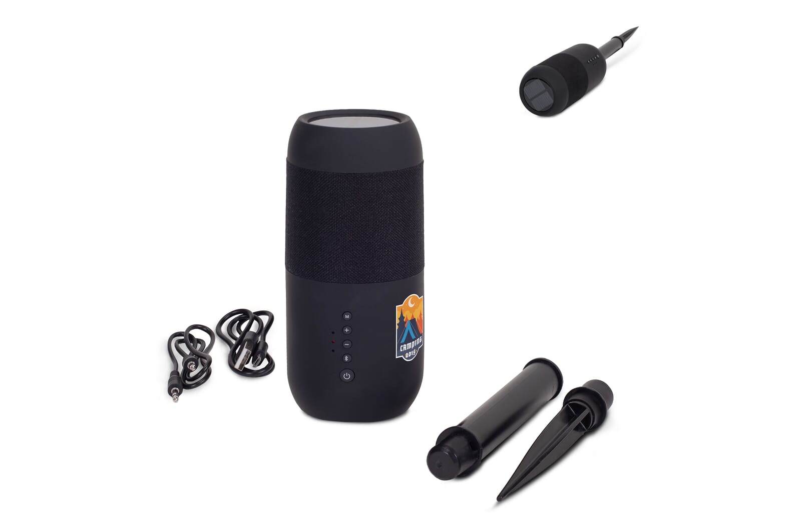 Wireless solar speaker torch 2x5W IPX6 Zwart