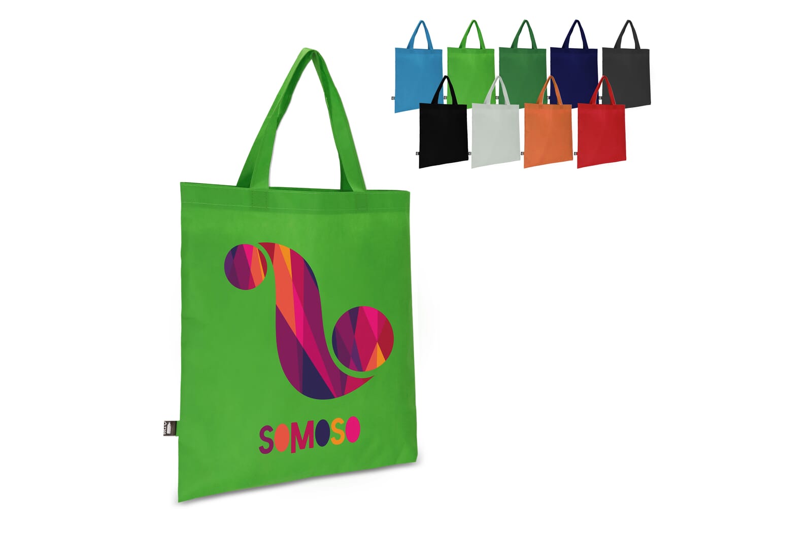 R-PET Draagtas non-woven korte handvatten 38 x 42cm 75g/m² Wit