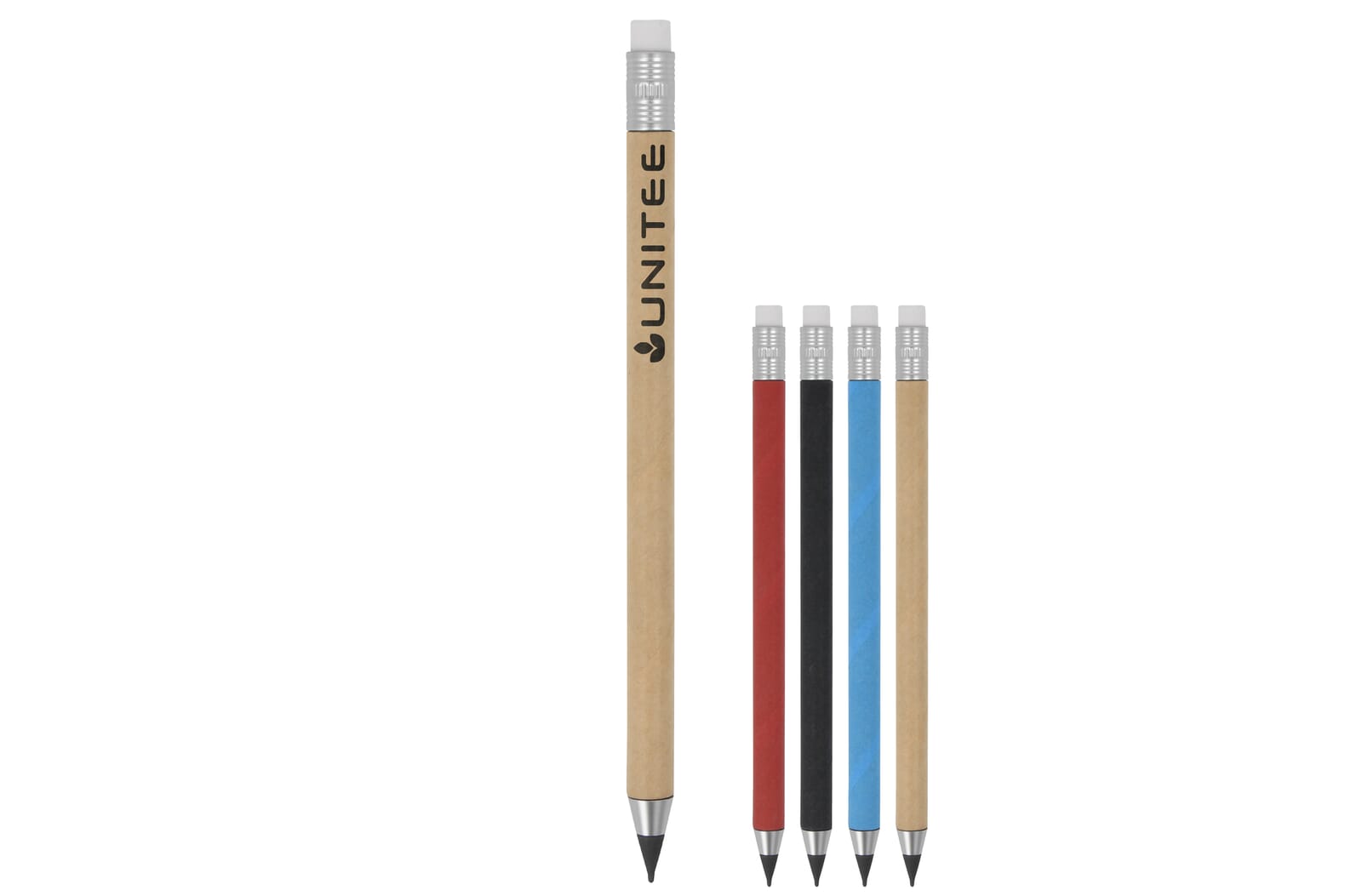 Inktloze papierpen met gum Zwart