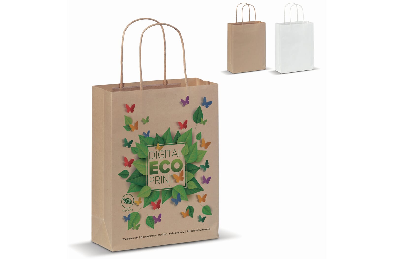 Papieren kraft tas 90g/m² 18x8x22cm Wit