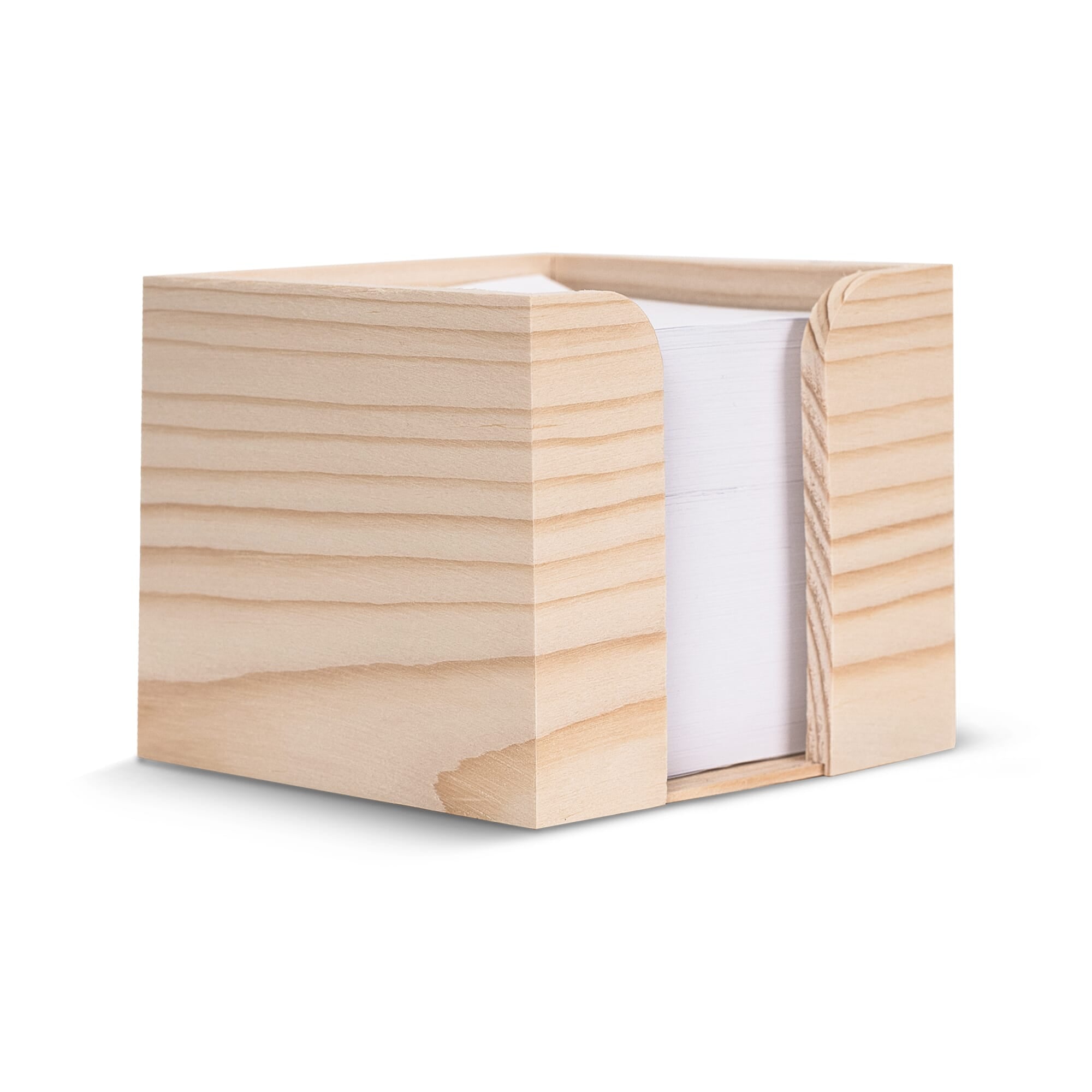 Kubushouder hout met wit papier 10x10x8.5cm