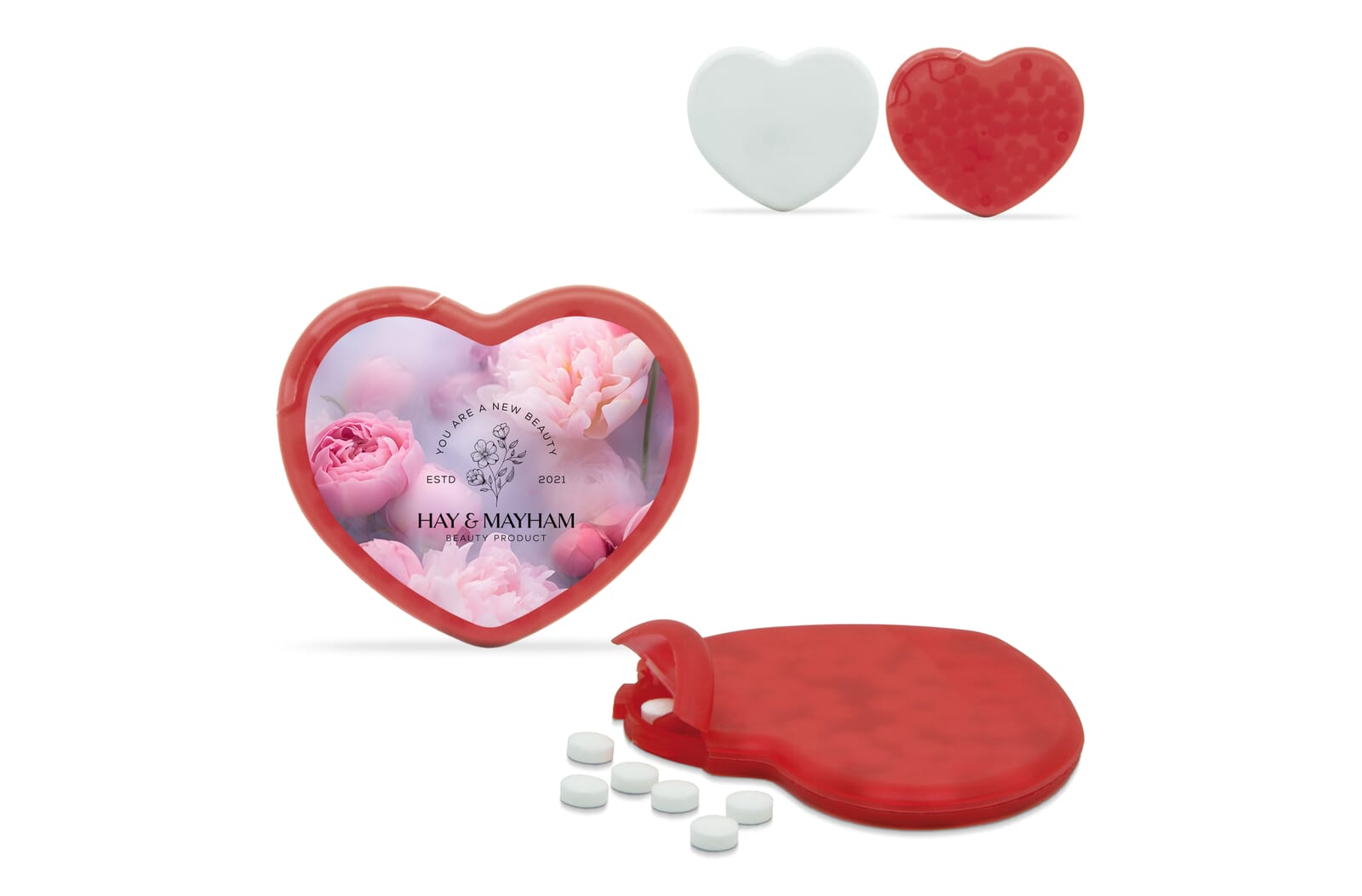 Pepermuntdoos hart Wit