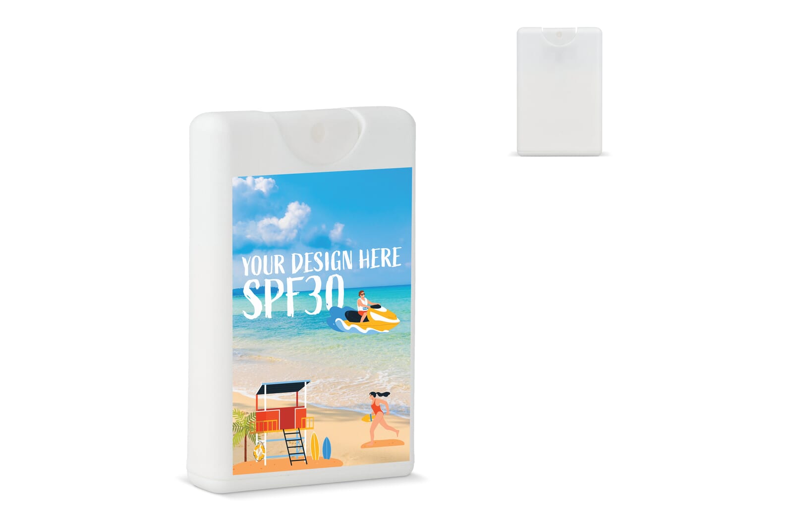 Creditcard Zonnebrandspray SPF30 Gerecycled Materiaal Wit