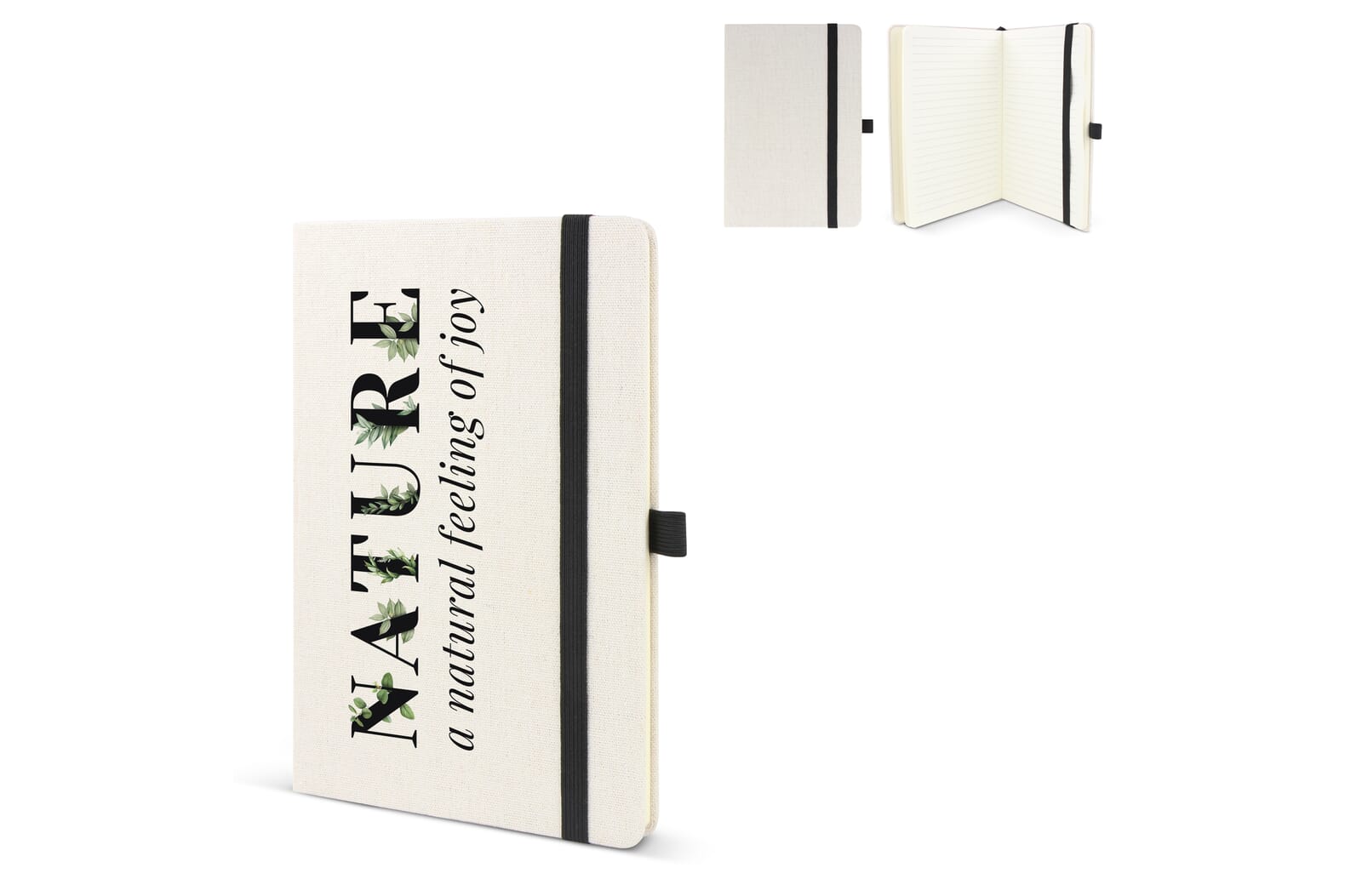 Notitieboek van gerecycled katoen & R-PET A5 Beige / Zwart