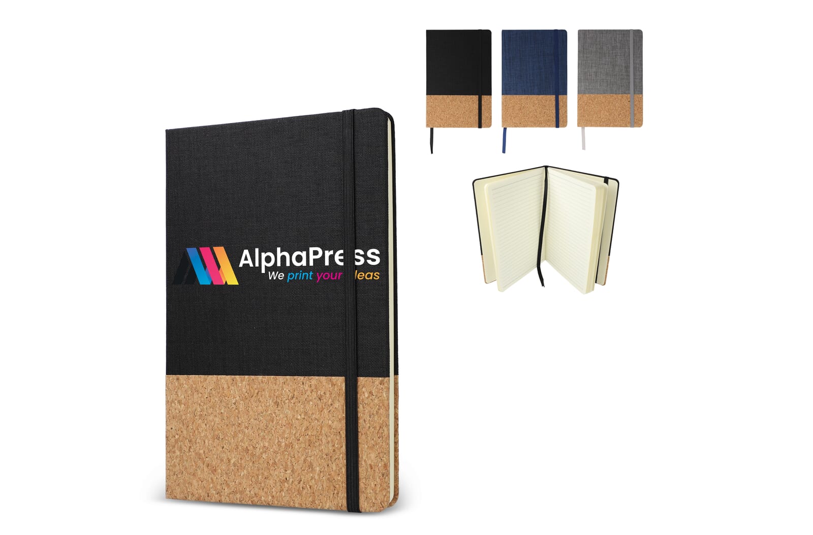 Notitieboek R-PET & kurk A5 Zwart