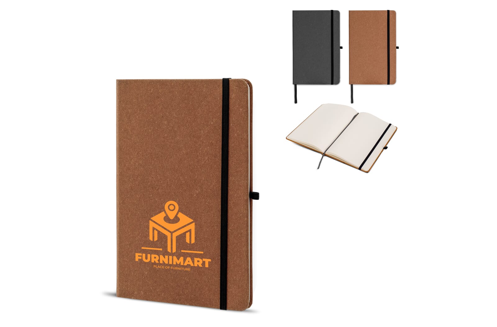Hardcover notebook recycled leer A5 Licht Bruin
