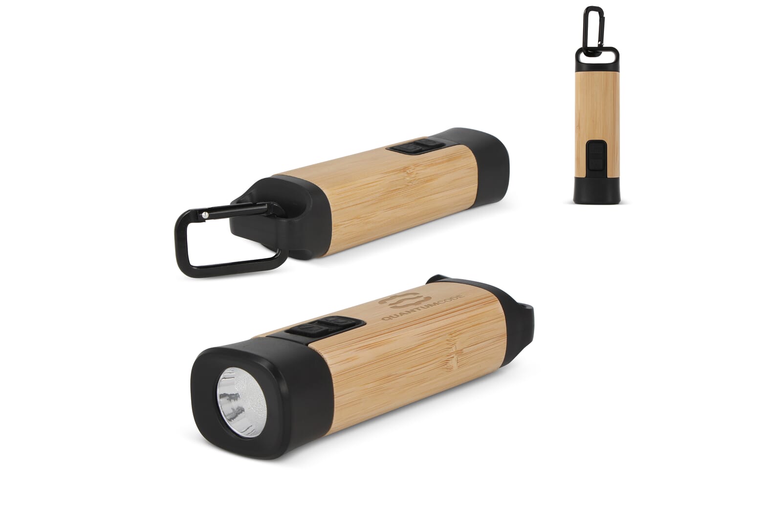 Oplaadbare R-ABS &amp; Bamboe zaklamp Zwart