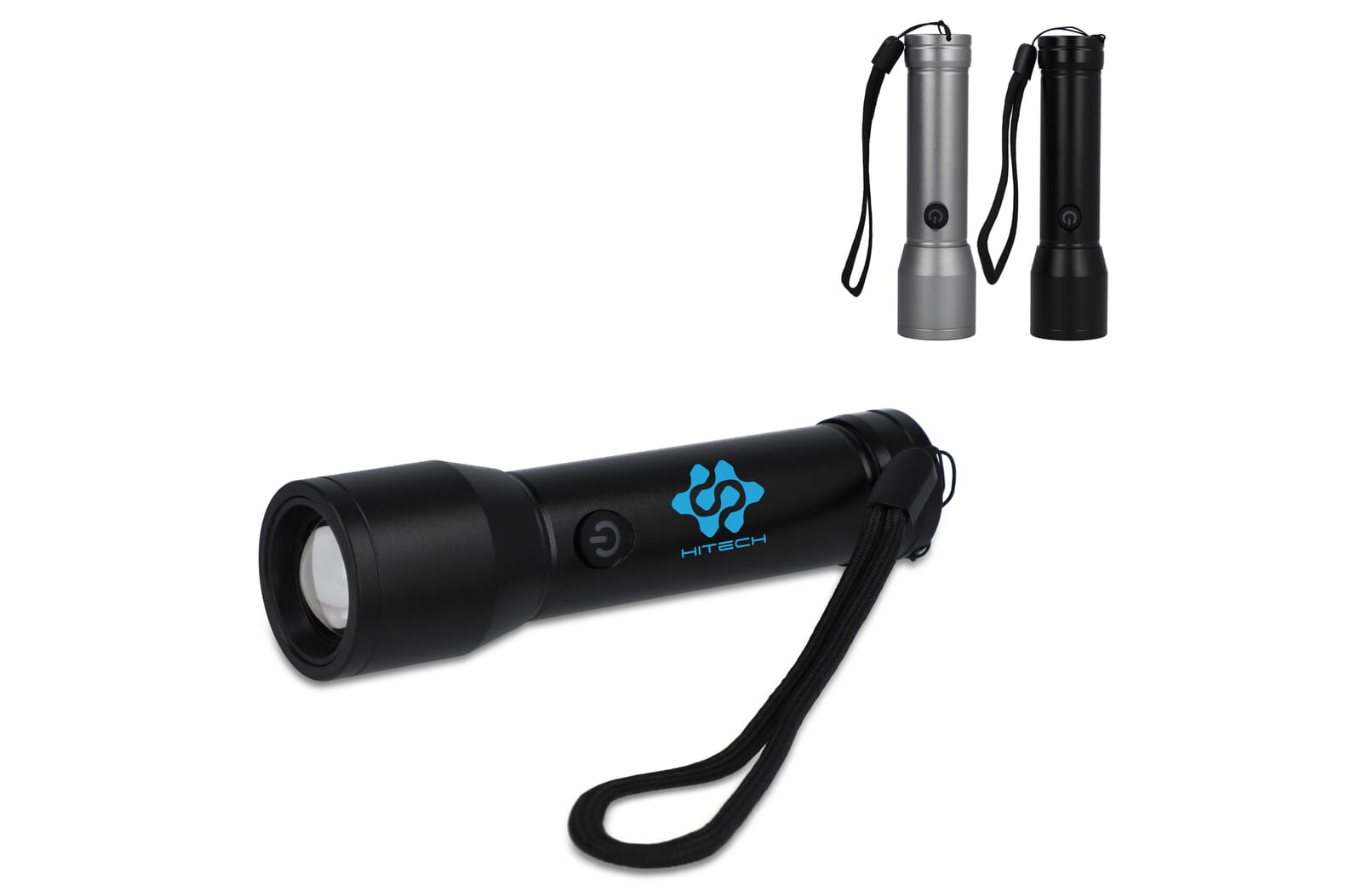 Oplaadbare IPX4-zaklamp van gerecycled aluminium Zwart